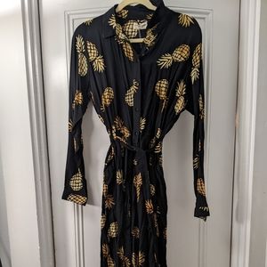 Sugarhill Brighton Pineapple Batik long sleeve wideleg jumpsuit with belt
